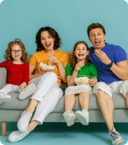 Family enjoying Contour TV packages